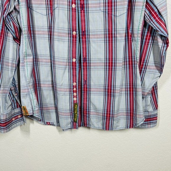 Robert Graham Shirt Mens Freshly Laundered Shirt Red/Tan Plaid shirt size L - Picture 7 of 12